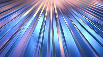 Abstract background of blue and gold corrugated metal roof panels for modern design