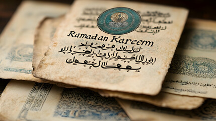Antique Ramadan greeting on aged papers