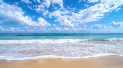 Beautiful seascape showing the ocean waves and a blue sky