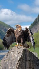 Majestic Eagle Perched on A Rock