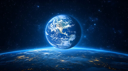 Obraz premium Earthrise above night horizon, space background