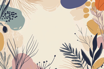 Captivating painting of flowers and leaves on a white background