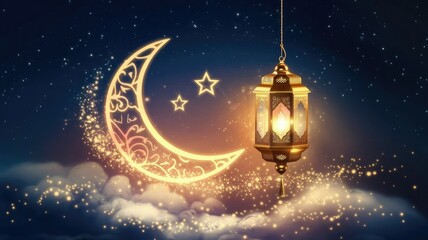 Fototapeta premium ramadan card with stars and snowflakes