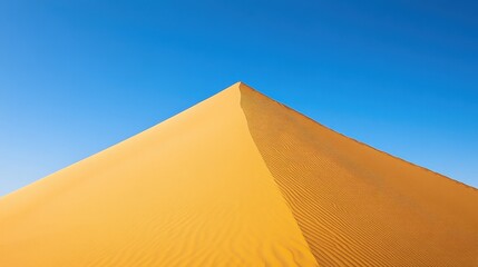Vast Golden Sand Dune Beneath Cloudless Blue Sky with Smooth Curves