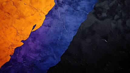 Abstract Digital Painting: Bold Orange, Purple, and Black Textures AI Generated