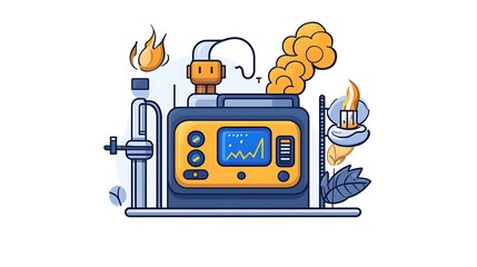 Vibrant Line Art Illustration: A Whimsical Scientific Apparatus at Work AI Generated