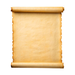 Rolled-Up Parchment with Slightly Frayed Edges, PNG with Transparent Background: Perfect for Vintage, Writing, Ancient Documents, Scrolls, History, and Creative Concepts.