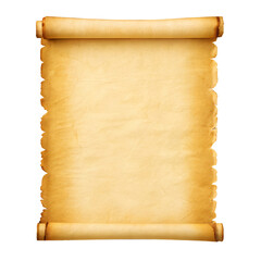 Rolled-Up Parchment with Slightly Frayed Edges, PNG with Transparent Background: Perfect for Vintage, Writing, Ancient Documents, Scrolls, History, and Creative Concepts.