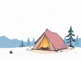 Tent Camping Under Starry Sky Vector Art