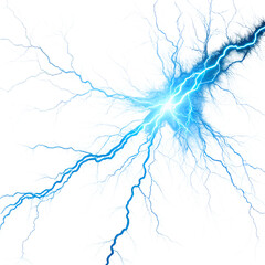 Bright Blue Electric Sparks with High-Energy Glow, PNG with Transparent Background: Perfect for Electricity, Power, Energy, Science, Technology, Lightning Effects, and Futuristic Concepts.