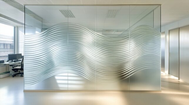 Wavy abstract stripes for modern glass partition designs