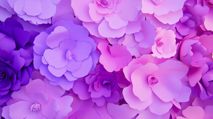 Naklejka premium Vibrant background of overlapping paper cutout flowers in shades of pink and purple