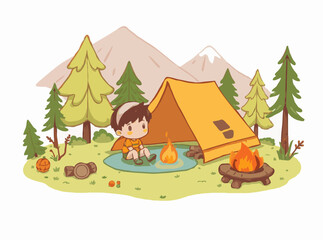 Explore the Great Outdoors: Vector Camping Scene