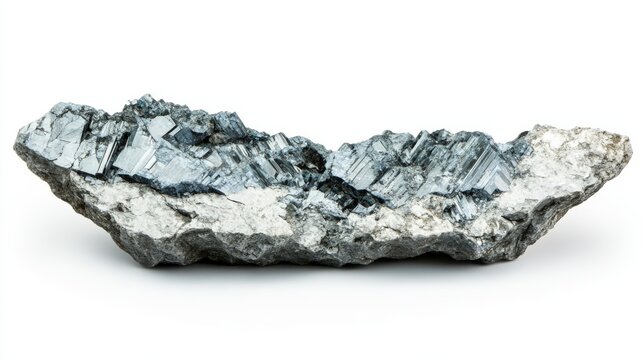 Jagged bluish-gray kimberlite with crystalline structures against white background