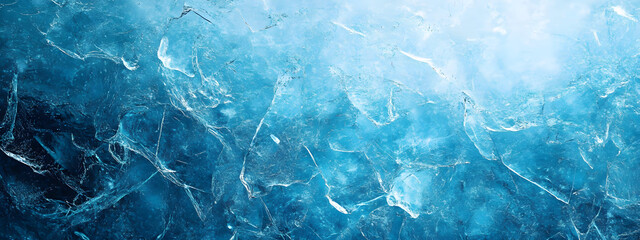 Obraz premium Abstract blue ice texture background. Winter and New Year backdrop for wallpaper, poster, banner with copy space.