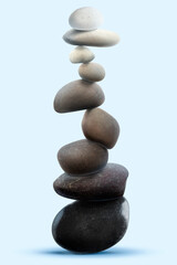 Balance shown as stacked stones on light blue background