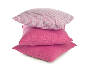 Pillows in crimson color isolated on white