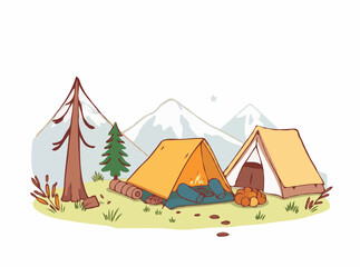 Roaming the Wilderness: Outdoor Camping Vector Design