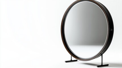 Fototapeta premium Unique contemporary mirror design on solid white background with open space