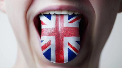 Tongue painted with the UK flag