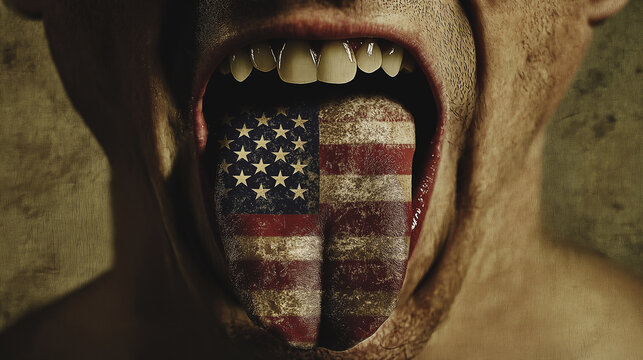 Tongue painted with the USA flag