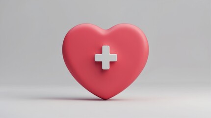 Obraz premium Heart with Medical Cross: Symbol of Health and Care