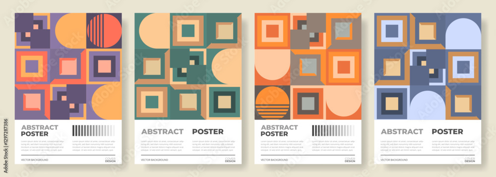 Poster abstract geometric poster or vertical background vector set. modern colorful cover design template c