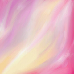 Fototapeta premium Soft pink and pastel yellow oil painting texture background. Dreamy sunrise gradient sky effect, hand-painted artistic backdrop for elegant designs, invitations, and home decor.