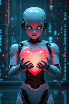 Robot con coraz&oacute;n en la mano 