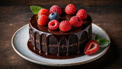 Torta al cioccolato con frutti di bosco