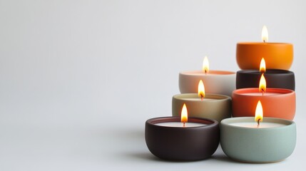 Mid-century modern candle set showcasing unique designs on a white background
