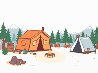 Adventure Campsite Scene Vector Artwork