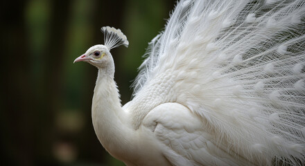 Elegant white dove standing on a branch with a soft background
