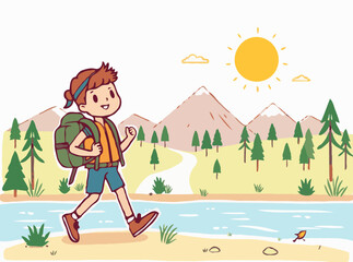 Fototapeta premium Backpacking Trip Vector Graphic Element