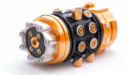 An advanced pressure-resistant underwater cable housing with precision connectors isolated on white background. Generative AI