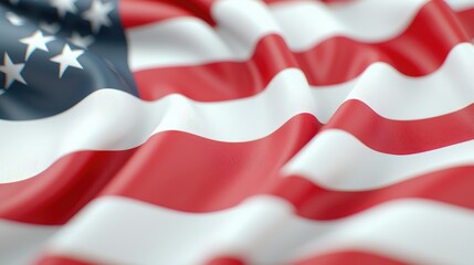 Obraz premium Close-up American flag, fabric texture, waving, patriotism