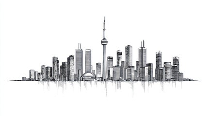Fototapeta premium Toronto Skyline Hand-Drawn Illustration