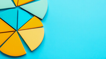 Obraz premium Geometric puzzle pieces on light blue, design for print, card, or poster