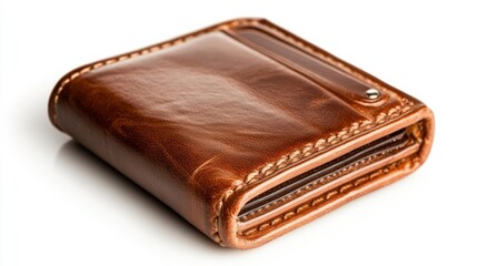 Vintage Brown Leather Wallet with Modern Finish and Stylish Design. Generative AI