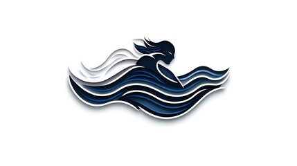 Obraz premium Serene Waters: A Digital Papercut Illustration of a Woman Swimming AI Generated