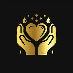 Luxury Heart Icon in Gold Silhouette
