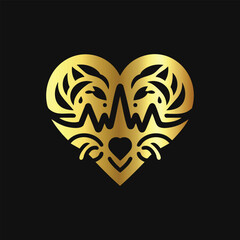 Premium Gold Heart Logo Vector
