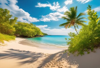 vibrant coastal landscapes serene waves sandy beaches surrounded lush foliage clear blue skies, aerial, angle, aquatic, beauty, cloud, driftwood, environment