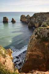 Large rocks off the Atlantic coast in Portugal