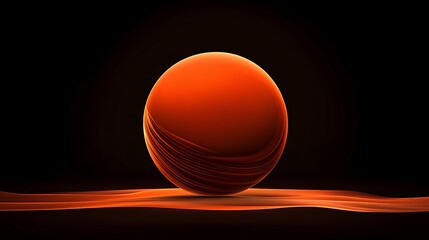 Glowing Orange Sphere on a Dark, Undulating Surface: 3D Render AI Generated