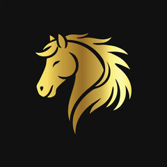Elegant Gold Horse Silhouette Icon
