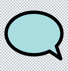 Speech Bubble Icon – Vector Chat and Communication Symbol with Blue Fill and Black Outline