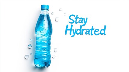 Bottle of water with Stay Hydrated label isolated on white background. Generative AI