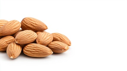 Obraz premium Handful of Whole Almonds on Isolated White Surface. Generative AI