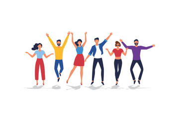 Group of people jumping in excitement